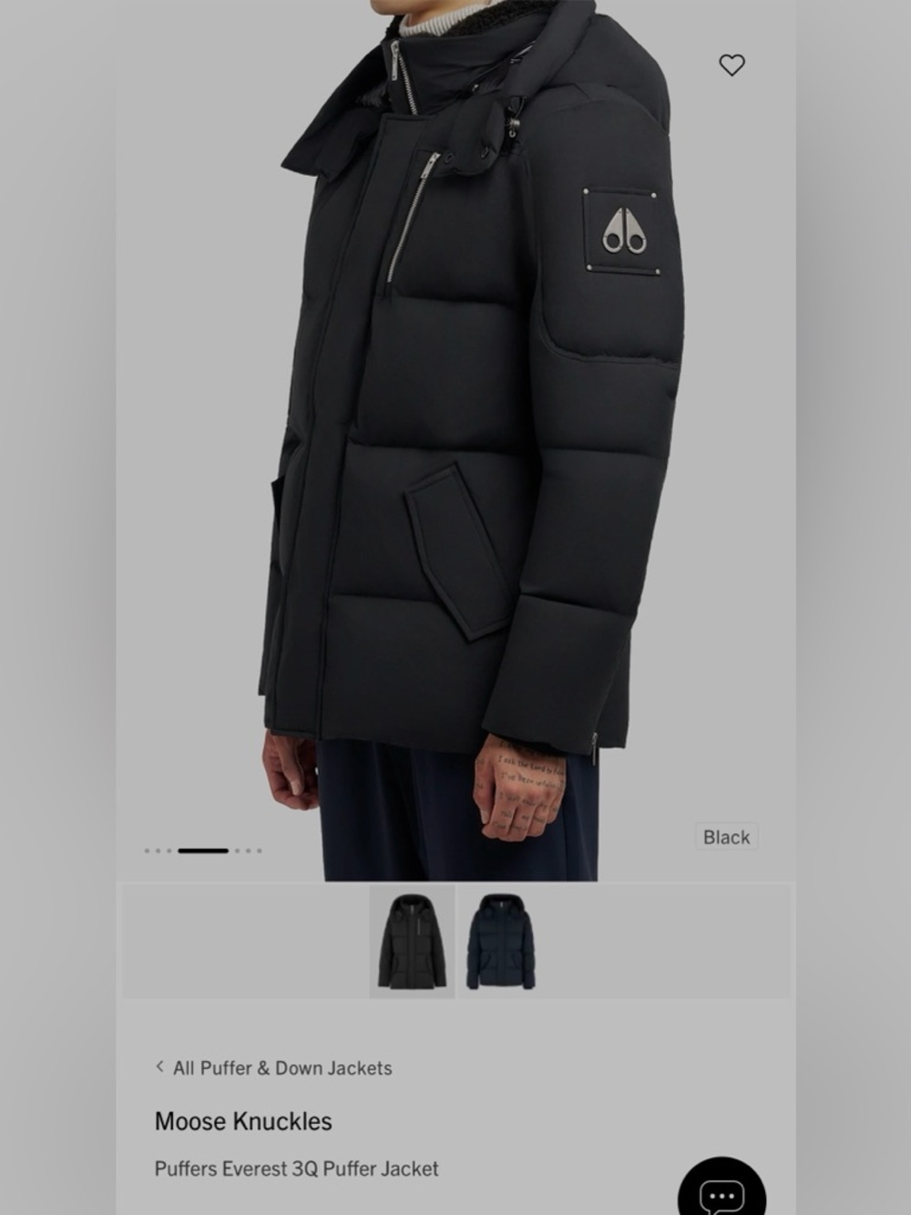 Moose Knuckles Men's Black Quilted Puffer Coat